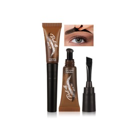 DLZZRS Eyebrow Gel Peel Off, Temporary Eyebrow Tint with 150°Small Curved Tray, Tattoo Eyebrow Peel Off, Waterproof Brow Gel for Women Create Fuller & Defined Natural Brows Makeup(#04 Gray Black)