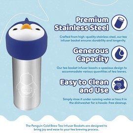 Penguin Cold Brew - Floating Tea Infuser Baskets - Stainless Steel Strainers for Loose Leaf Tea and Coffee - Extra Fine Metal Micro Mesh Steeper - Reusable, Travel-Friendly Fits Any 40oz Tumbler