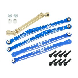 NexxSpeed CNC Brass / 7075 Aluminum Extended Rear Suspension Links Set (Blue) - FMS FCX24