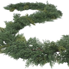 Dingion 2 PCS 6 ft Christmas Artificial Cedar Garland - Thick & Soft Realistic Cedar Pine Garland for Home Mantle, Stair, Fireplace, Wall, Indoor, Outdoor Christmas Winter Holiday Party Decoration