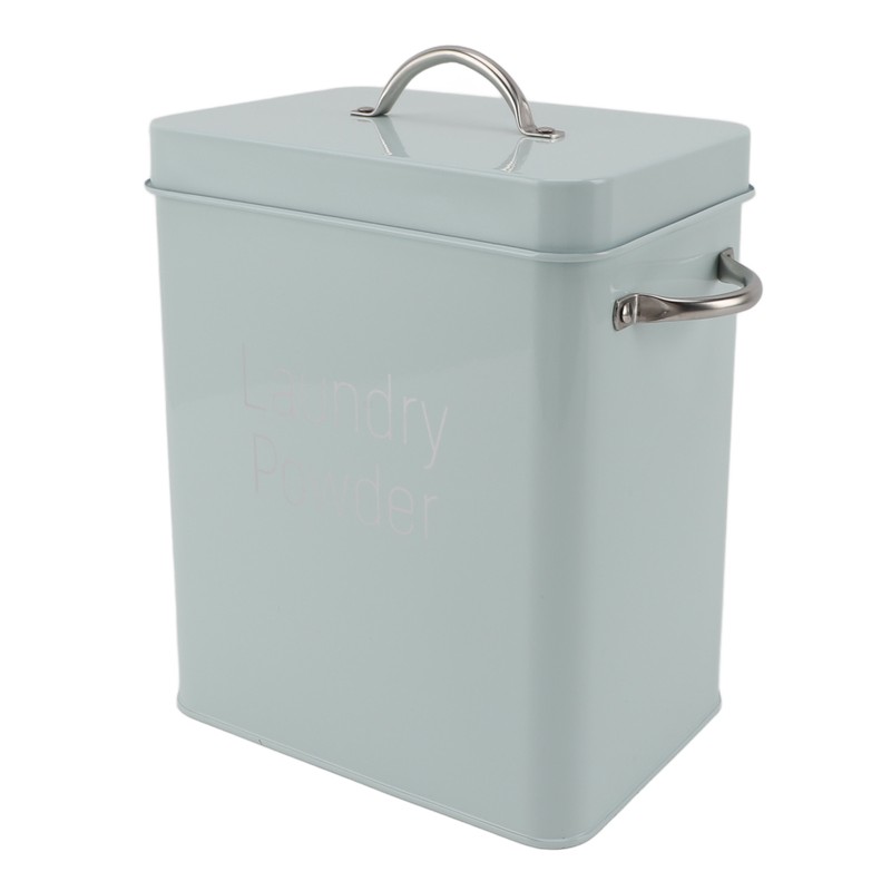Metal Laundry Room Container with Dual Side Handles with Spoon