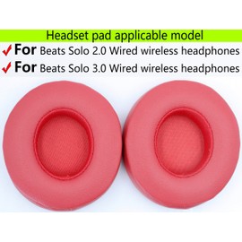 Replacement Ear Pads Compatible with Beats Solo3.0/Solo2.0 Wired Wireless Earphone Pads Soft Comfort Protein Leather Memory Foam Ear Pads (College red)