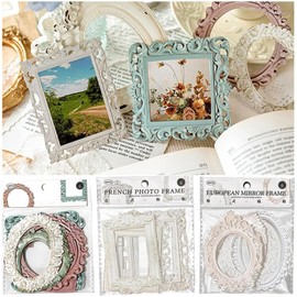 10 Pcs Scrapbook Frames, Vintage Hollow Paper Frames Small, Thin Decorative Paper Lace Cutouts Scrapbook Window Frames for Scrapbooking Junk Journal Decorative Paper Crafts