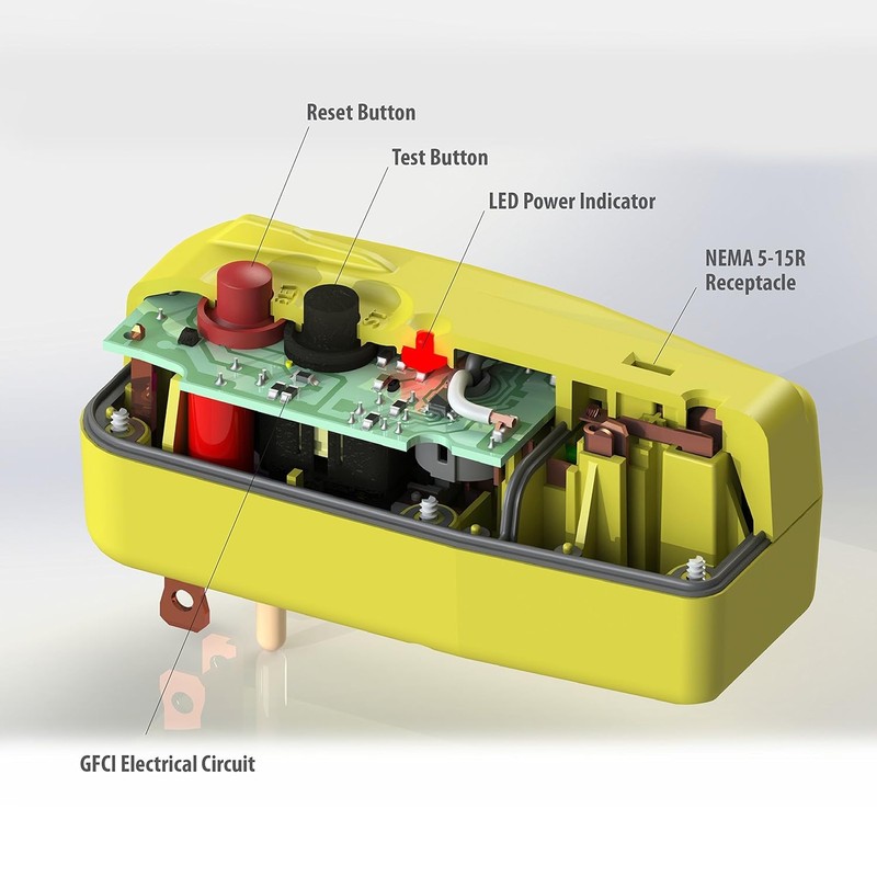 Tower Manufacturing 30339005 15 amp 3-Wire GFCI Outlet Adapter