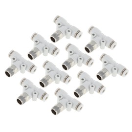 HEROFFIX Push to Connect Air Fittings 5/32" t Type Air Line Quick Joint Plastic Metal 1/8"BSPT 10 Pcs White Silver Tone