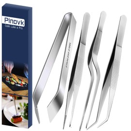 Cooking Tweezers, 4 Piece Set 6.3 inches Stainless Steel Kitchen Tweezers Culinary with Chef Cooking Utensils for Cooking Food Design styling
