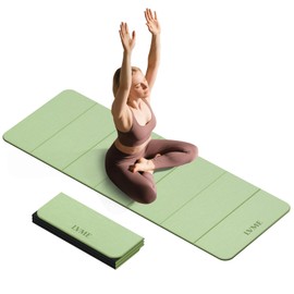 Foldable Yoga Mat, Extra Thick 0.32 inch, SGS Certified, Non Slip, 71 x 24 inches, Foldable for Travel, Pilates, Camping, Environmental Sports Mat, Odorless TPE Material(Green+Black)