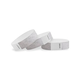 WristCo Metallic Silver 3/4" Tyvek Wristbands - 100 Pack Paper Wristbands for Events
