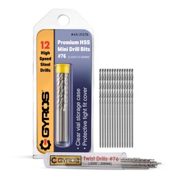 GYROS 12 PCS #76 Micro Drill Bit Set – Small Drill Bits for Jewelry, Plastic, Resin, & Soft Metal – High-Speed Steel Wire Gauge Mini Twist Drill Bit Set for Pin Vise Hand Drill & Rotary Tool