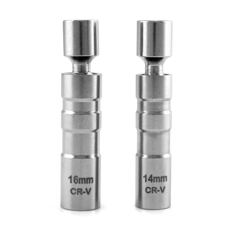 QWORK® 2Pcs Thin Wall Spark Plug Socket, 3/8 Inch 12-Point