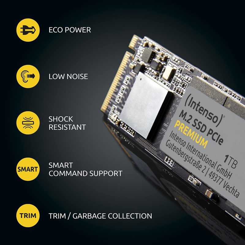 Intenso 500GB M.2 SSD PCIe Premium, up to 2100 MB/s,
