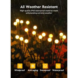 Solar Garden Lights - 4 Pack 48 LED Firefly Lights with 2 Lighting Modes, Sway by Wind, Waterproof Outdoor Decoration, Warm White | Brightown