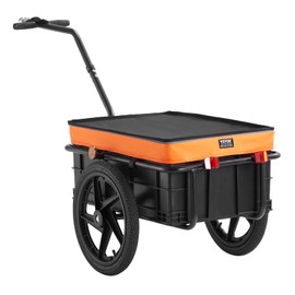 VEVOR Bike Cargo Trailer, 160 lbs Load Capacity, Heavy-Duty Bicycle Wagon Cart, Foldable Compact Storage & Quick Release with Universal Hitch, 16" Wheels, Safe Reflectors, Fits 22"-28" Bike Wheels