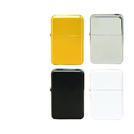 Thirsty Rhino Klik, encendedor de aceite recargable a prueba de viento con tapa abatible vintage y estuche de regalo de aluminio, juego de 4 (colores surtidos)