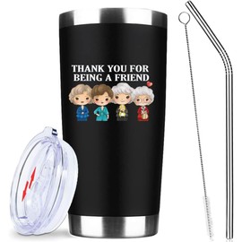 ATHAND Thank You for Being A Friend Mug Gifts,Golden Girls Mug Cup Tumbler,Golden Girls Gifts,Golden Girls Merchandise,Cute Friend Gifts, Friendship Birthday Gifts for Women Besties Sister (Black)