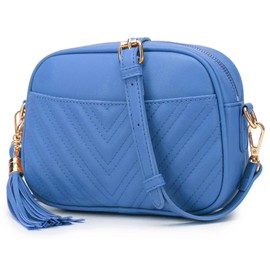 Lola Mae Bandolera acolchada, diseño de moda, Azul Rey-Azul, Small