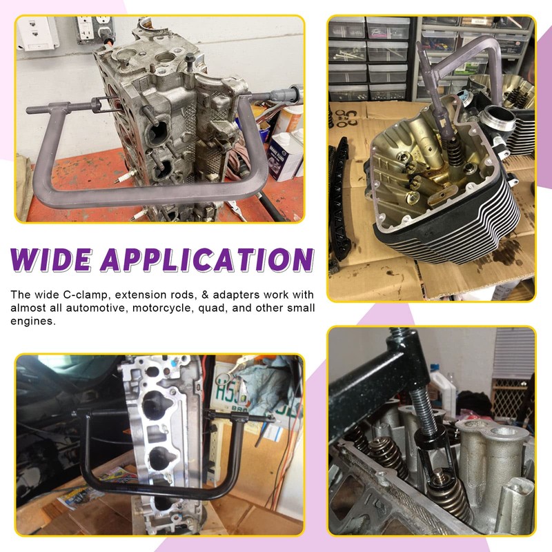 Swpeet 13Pcs Black Valve Spring Compressor Tools Assortment Kit, Including