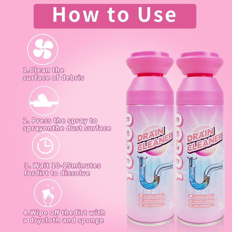 Yugou Foaming Drain Cleaner, Sink Cleaner and Deodorizer, Drain Clog