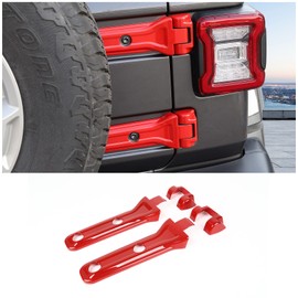 CheroCar for Jeep JL Tailgate Hinge Cover Spare Tire Bracket Rear Door Liftgate Trim Exterior Accessories for Jeep Wrangler JL JLU 2018-2022 UP Sport X Sahara Rubicon (Red)