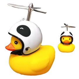 ACEDOAMARE Duck Bike Bell, Cute Rubber Yellow Duck Bicycle Accessories with LED Light Propeller Helmet Squeeze Horns for Cycling Motorcycle Car Handlebar Bicycle (Panda)