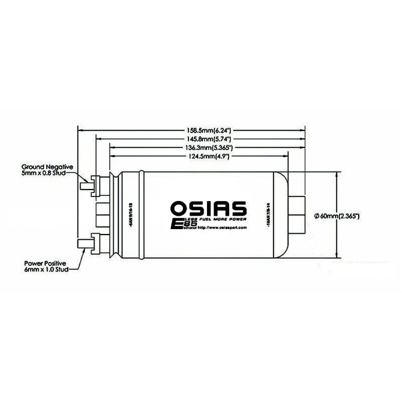 OSIAS EFI 380LPH 1000HP Fuel Pump + Blue Bracket E85