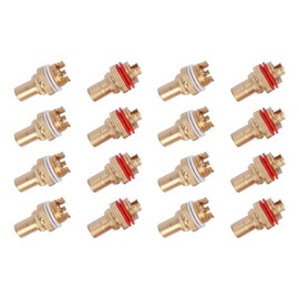 16Pcs Red+White Female Socket Chassis Female Connector Phono Copper Plug Amp HiFi