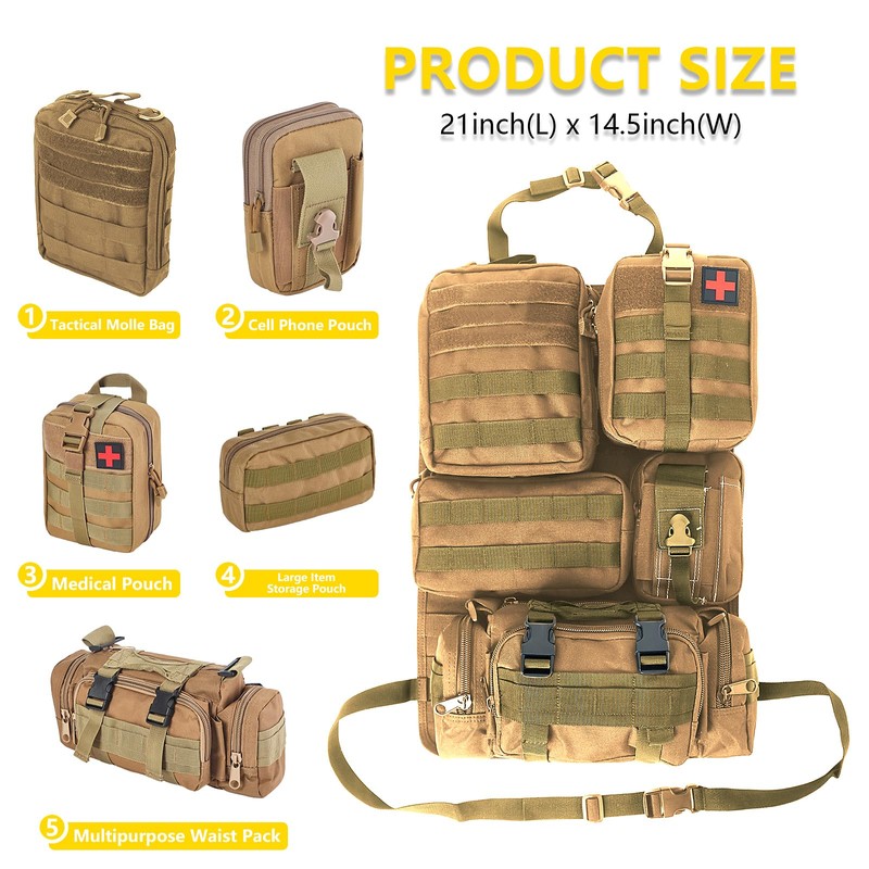 Universal Tactical Seat ​Back Organizer Vehicle Molle Panel Organizer Storage
