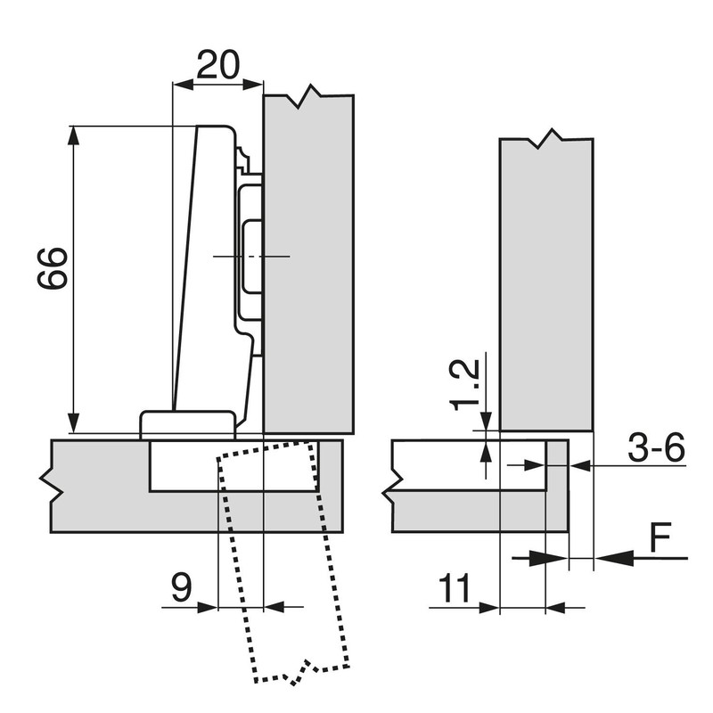 Blum Clip Austria 70.255 71M2550 Standard Hinge with Corner Stop