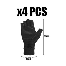 HDGSAFD 2 Pairs Half Finger Gloves Arthritis Gloves Training Compression Gloves Unisex Joint Care Gloves, black