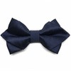 tiemart Diamond Tip Bow Tie (Navy Blue Herringbone)