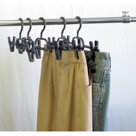 Sawafuji BO-05 Neat Storage Clip Bottom Hanger Set of 5, Black, Approx. 12.2 x 6.1 x 1.2 inches (31 x 15.5 x 3 cm) (Each Size Per Piece)
