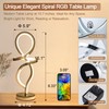 Mayful Modern RGB Table Lamp with LED Spiral Design, Silver