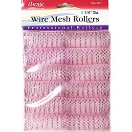 Annie Wire Mesh Rollers #1024, 12 Count Pink Large 1 1/8 Inch
