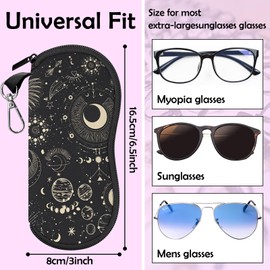BHAHB Glasses Case Sunglasses Eyeglass Case Zipper Soft Neoprene Light Pouch with Metal Belt Clip Cute Aesthetic Women Men-Moon