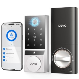 Devo G3 Fingerprint Smart Door Lock, Keyless Entry Door Lock, App Control, Smart Locks for Front Door, Smart Deadbolt Lock, Built-in Wi-Fi, Touchscreen Keypad, 8 Months Battery, IP54 Waterproof