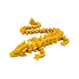 Gold 26 in. Gemstone Dragon 3D Printed Articulated Fidget Toy - Flexible & Fun Desk Decor Figurine - Sensory Toy & Stress Relief for Home, Work, School, Classroom, Office & Gifts
