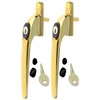 2 Heather UK Polished Gold Upvc Replacement Window Handles Double