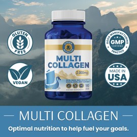 Vykee Nutrition Multi Collagen + Biotin & Hyaluronic Acid – 2,000mg Beauty & Joint Support | Hair, Skin, Nails & Mobility | Multi-Type Collagen for Daily Strength & Resilience | 180 Capsules