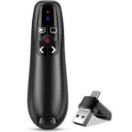 TMOSLY Presentador Inalámbrico para Diapositivas con Receptor USB, Bolígrafo para pasar página, Plug & Play,modelo de batería 3A, recepción de doble cabezal, Compatible con Windows, Mac, PowerPoint, Prezi y más