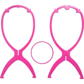 Set of 2 Dedicated Wig Stands, Heat Resistant, Standing Wig Stand, Easy to Assemble, Full Wig, Wigs Necessary, Do Wig Stand (Pink)