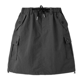 Rolanko Girls Skirts Inner Shorts with Pockets, Adjustable Parachute Cargo Sport Skort with Elastic Waistband, Grey, Size: 11-12 Years/160