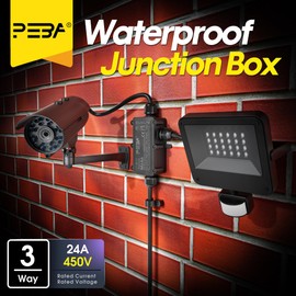 PEBA PEBA Wasserdicht Abzweigdose Erdkabel Kabelverbinder IP68 Verteilerdose steckdose aussen verteiler 4mm-8mm und 8mm-12mm kabel fr au?en garten outdoor wasserdichte verbinder box 3-Wege Schwarz