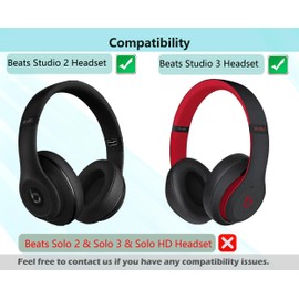 Studio 2 Earpads,HAIZEEN Ear Cushions Compatible with Beats Studio 2 & Studio 3 Wireless & Wired Over-Ear Headphones Earpads Cover Replacement