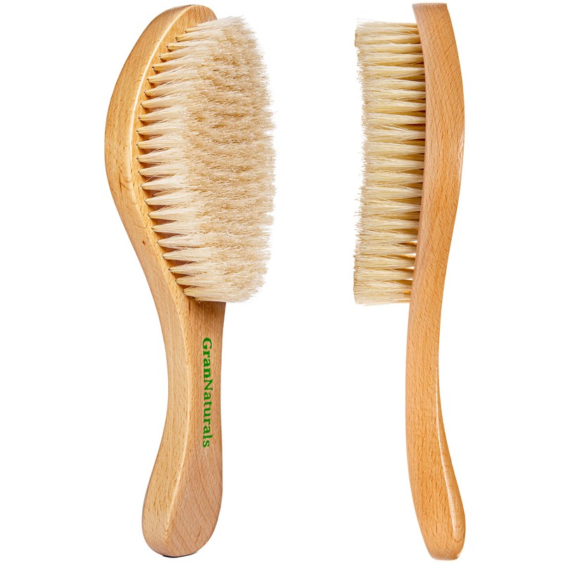 GranNaturals Soft Bristle Hair Brush - Curved Boar Bristle Vintage