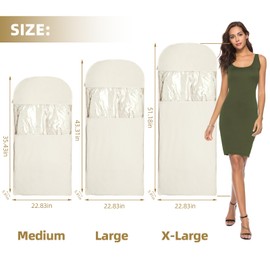 2Pcs Space Saving Garment Bag with Self Compression Zipper, Travel Suit Bags for Closet Storage, Hanging Garment Bag for Coats, Down Jackets (XLarge, Beige)