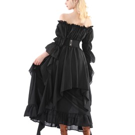 CR ROLECOS Victorian Dress Women's Very Elegant Dress Many Styles Renaissance Dress Women Gothic Witch Dress Medieval Wedding Dress, black