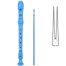 Eastrock German Soprano Recorder 5-Piece for Beginners with Cleaning Rod, Finger Board, Packaging Bag, Thumb Rest, Blue