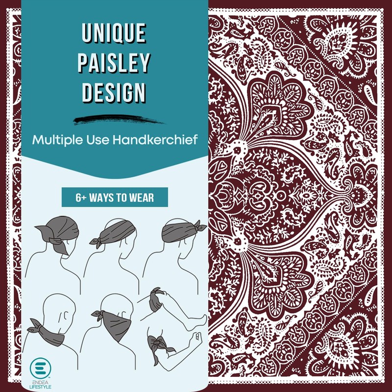 Endea Group All-Gender Bandana Multi-Purpose Headband, Handkerchief, Head Wrap, Scarf,