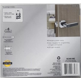 DEFIANT Satin Nickel Door Lever with Biometric Fingerprint Deadbolt. LH01-SN