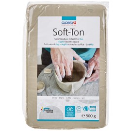 Glorex 8075 6 Soft Clay Modelling Clay, White, 20 – 2 x 13 x 3 cm